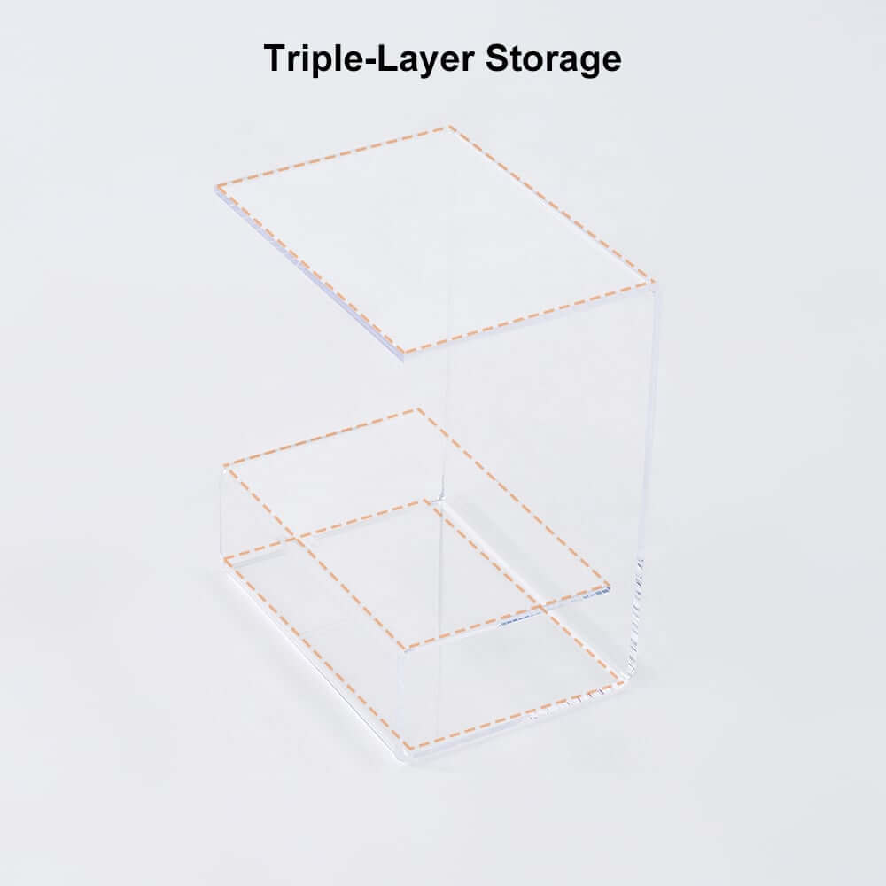 Modern Acrylic C-Shaped Storage Side Table