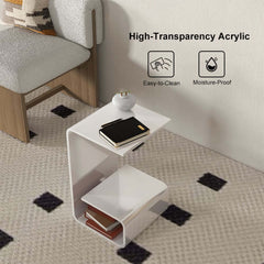 Modern Acrylic C-Shaped Storage Side Table