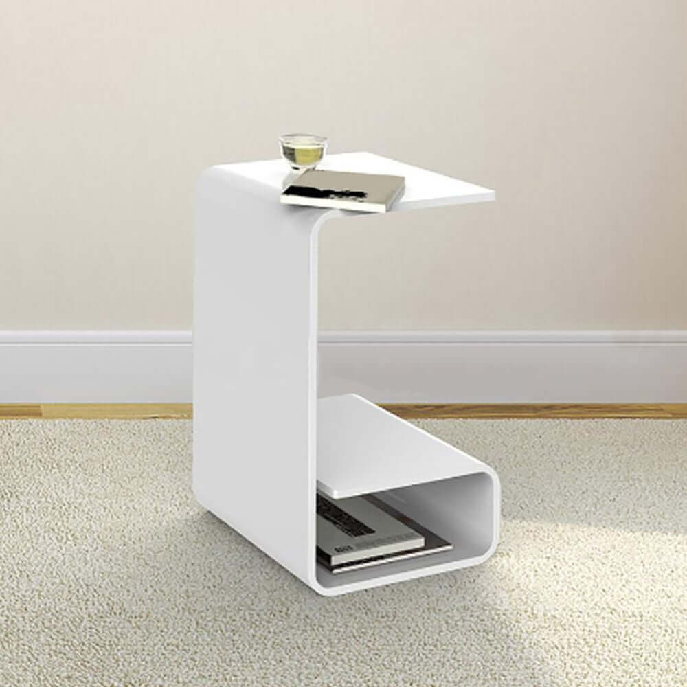 Modern Acrylic C-Shaped Storage Side Table