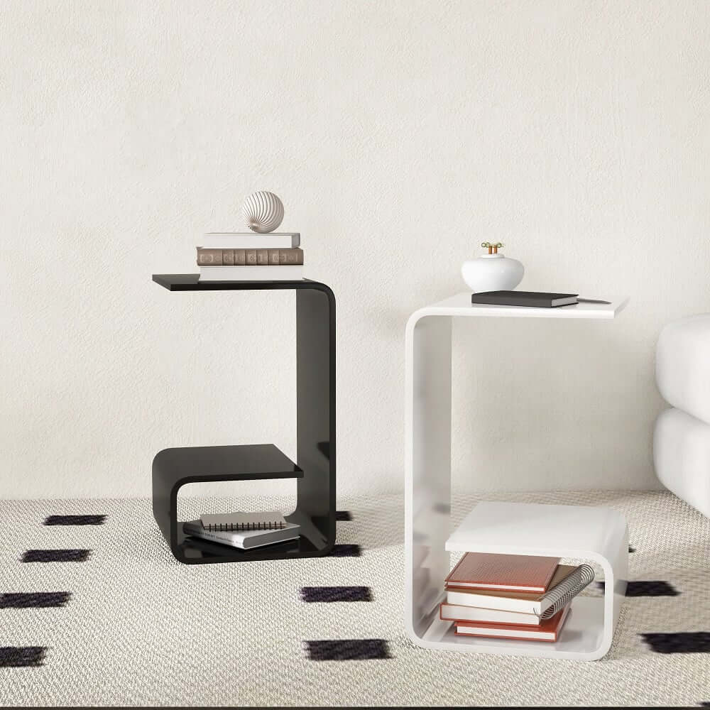 Modern Acrylic C-Shaped Storage Side Table