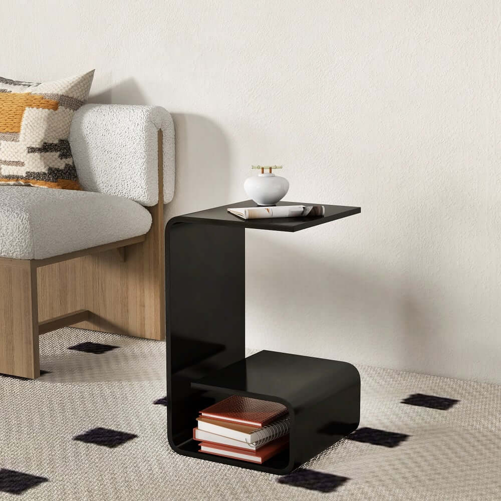 Modern Acrylic C-Shaped Storage Side Table