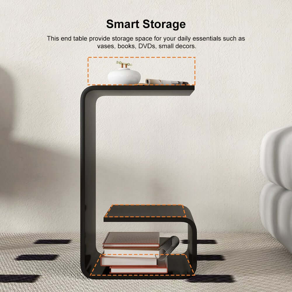 Modern Acrylic C-Shaped Storage Side Table