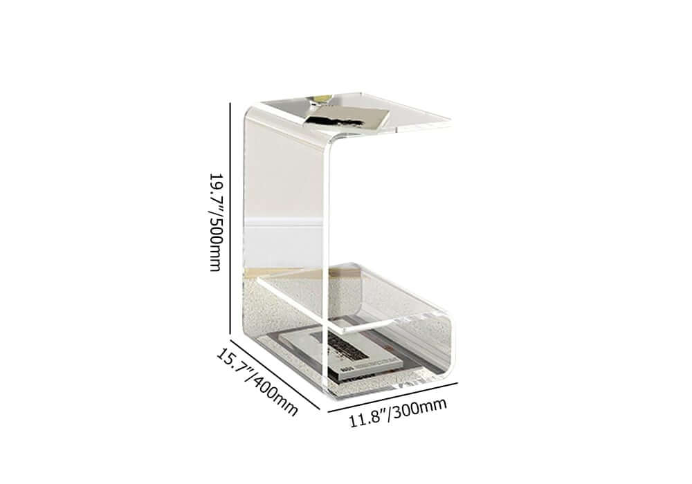 Modern Acrylic C-Shaped Storage Side Table Dimensions