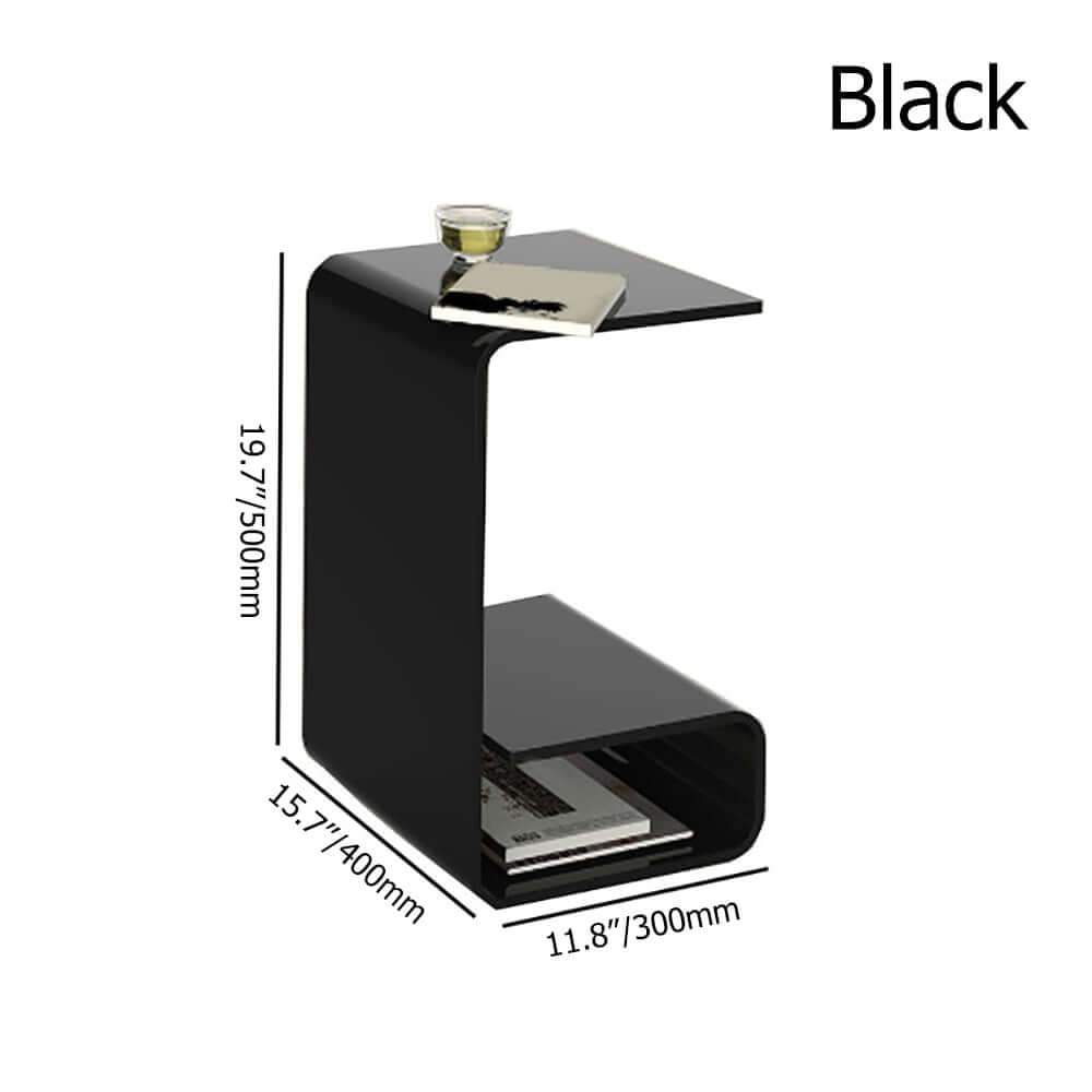 Modern Acrylic C-Shaped Storage Side Table Dimensions