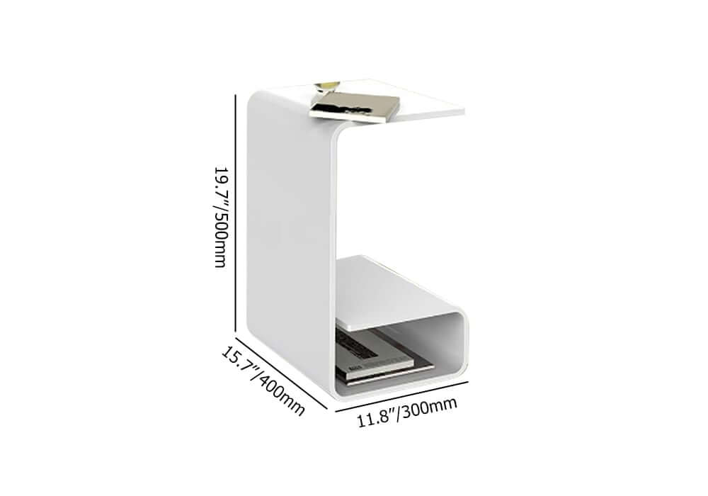 Modern Acrylic C-Shaped Storage Side Table Dimensions