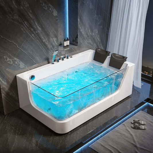 Modern Acrylic Freestanding Back To Wall Bathtub with Chromatherapy Main Product Image
