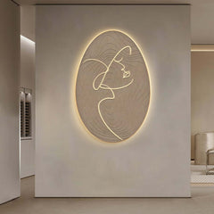 Modern Acrylic Oval Wall Art with LED Halo Lighting