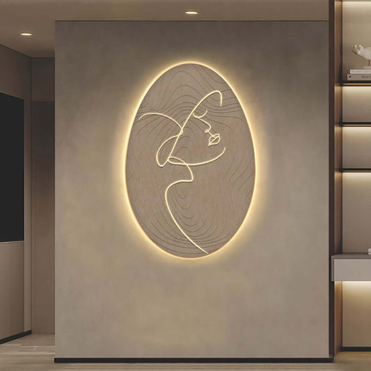 Modern Acrylic Oval Wall Art with LED Halo Lighting Main Product Image