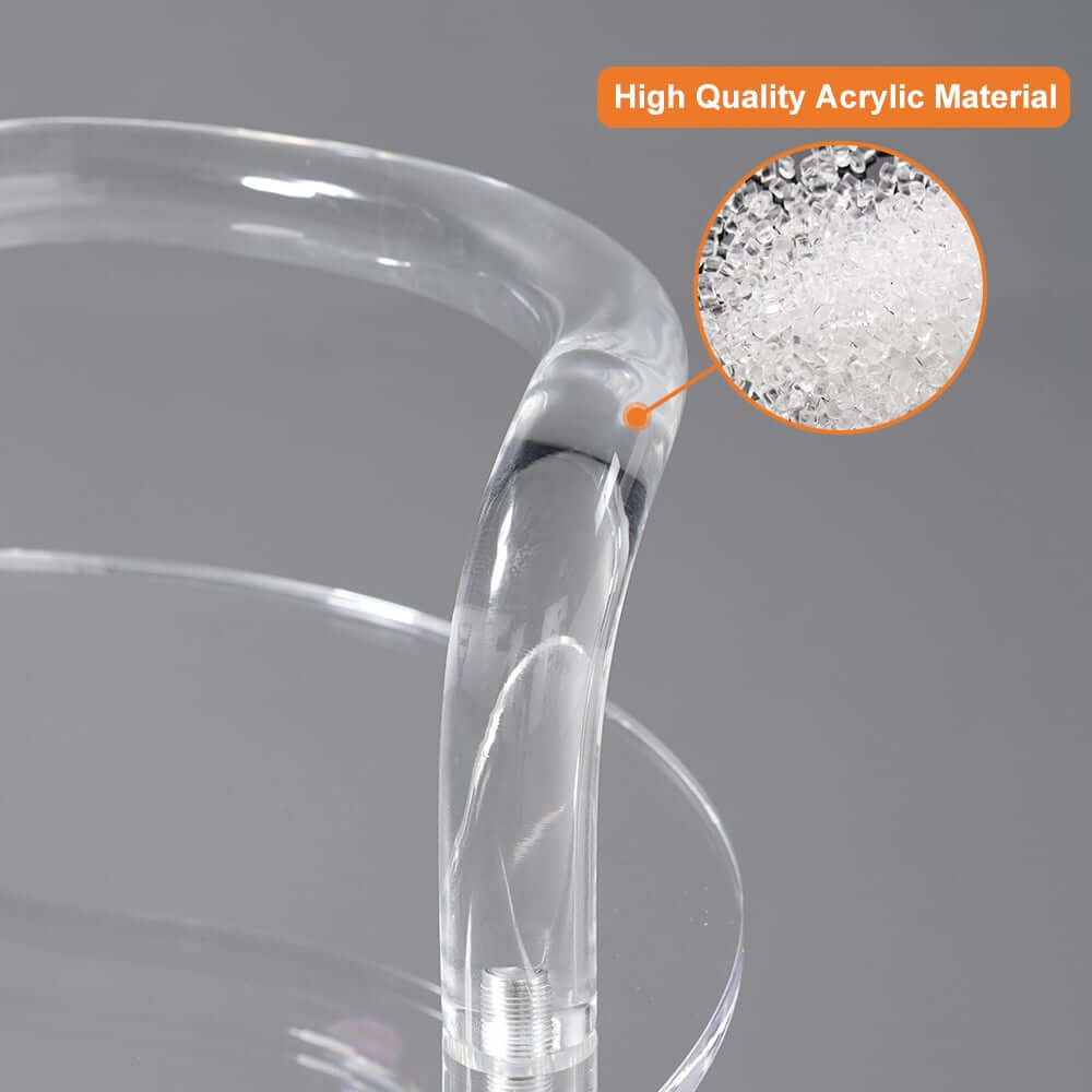 Modern Acrylic Round Bar Cart With Storage Shelves