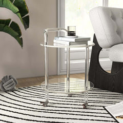 Modern Acrylic Round Bar Cart With Storage Shelves