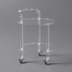 Modern Acrylic Round Bar Cart With Storage Shelves