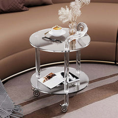 Modern Acrylic Round Bar Cart With Storage Shelves Main Product Image