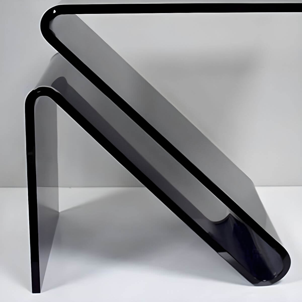 Modern Acrylic Side Table with Magazine Rack – Sculptural Z-Shape Design