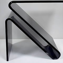 Modern Acrylic Side Table with Magazine Rack – Sculptural Z-Shape Design