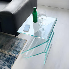 Modern Acrylic Side Table with Magazine Rack – Sculptural Z-Shape Design