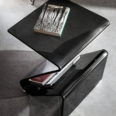 Modern Acrylic Side Table with Magazine Rack – Sculptural Z-Shape Design