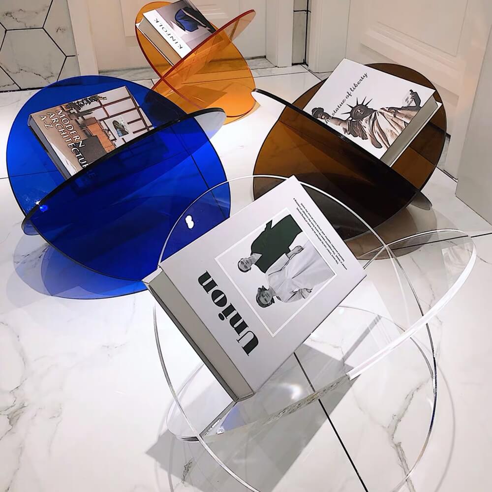 Modern Acrylic Standing Magazine Rack - Clear, Minimalist Design