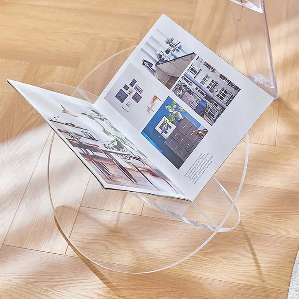 Modern Acrylic Standing Magazine Rack - Clear, Minimalist Design Main Product Image