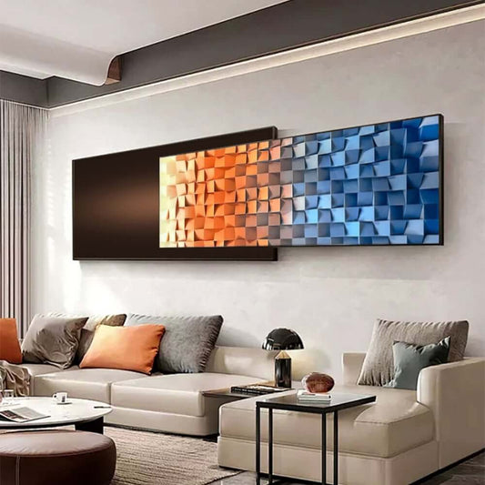 Modern Acrylic Wall Art with 3D Geometric Design and LED Feature