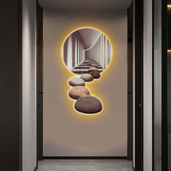 Modern Acrylic Wall Art with LED Backlighting Gray & Brown