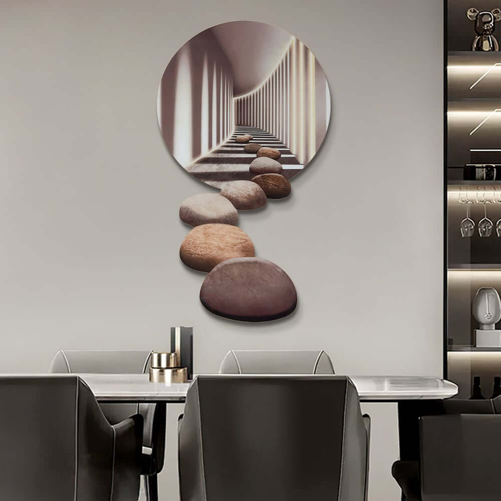Modern Acrylic Wall Art with LED Backlighting Gray & Brown