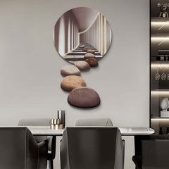 Modern Acrylic Wall Art with LED Backlighting Gray & Brown