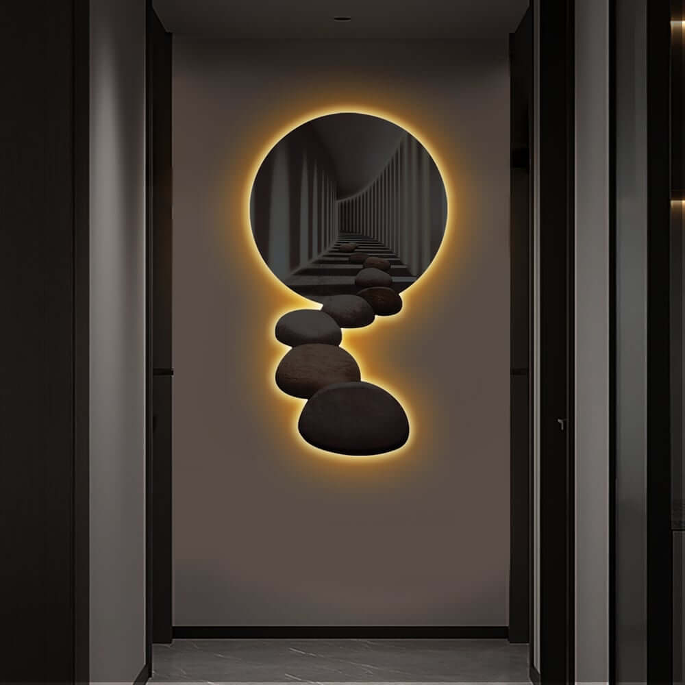 Modern Acrylic Wall Art with LED Backlighting Gray & Brown