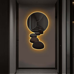 Modern Acrylic Wall Art with LED Backlighting Gray & Brown