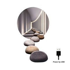 Modern Acrylic Wall Art with LED Backlighting Gray & Brown