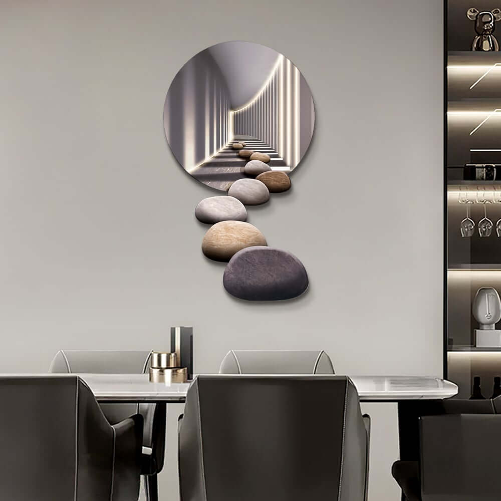 Modern Acrylic Wall Art with LED Backlighting Gray & Brown