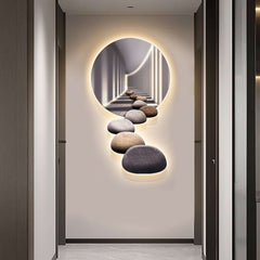Modern Acrylic Wall Art with LED Backlighting Gray & Brown