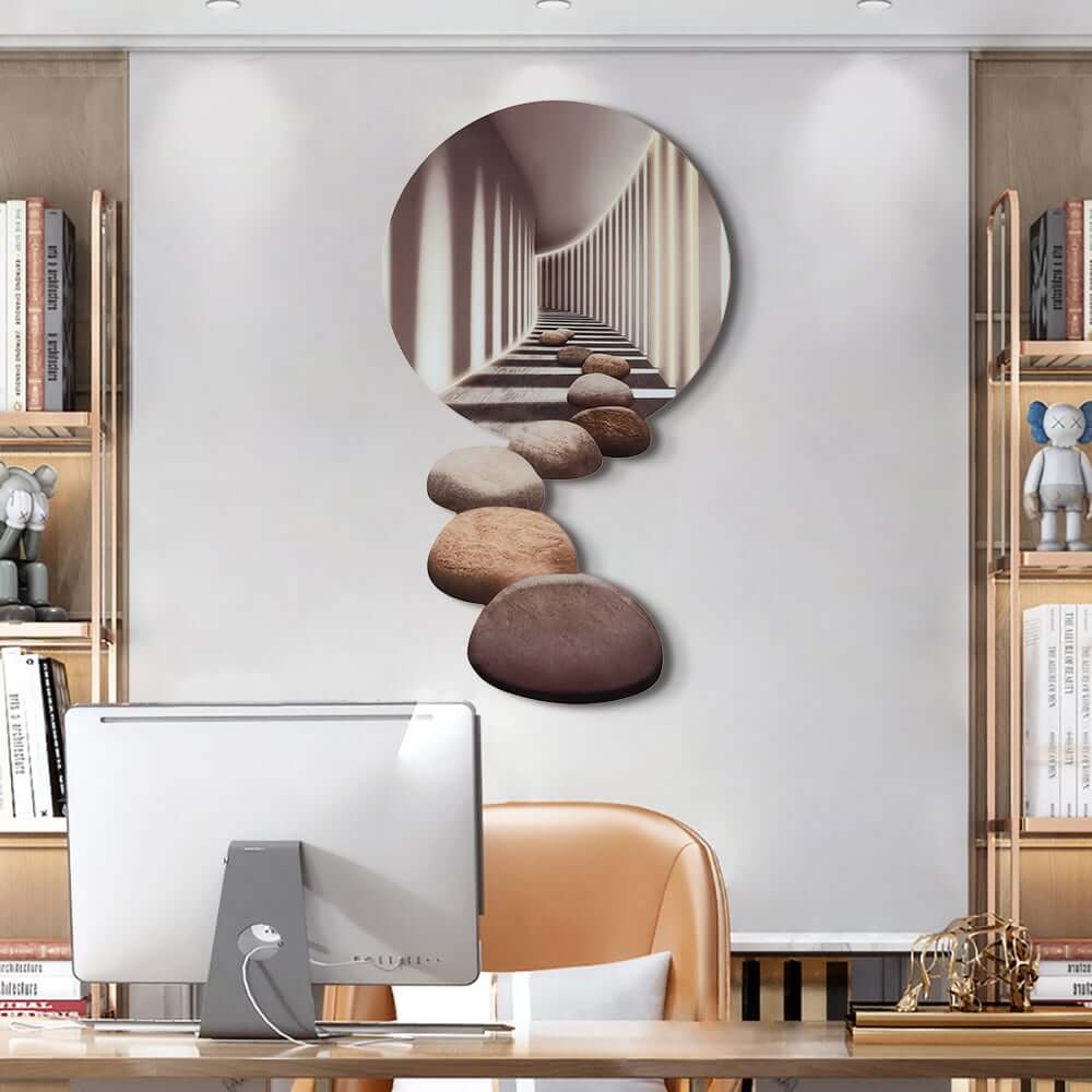 Modern Acrylic Wall Art with LED Backlighting Gray & Brown