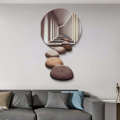 Modern Acrylic Wall Art with LED Backlighting Gray & Brown