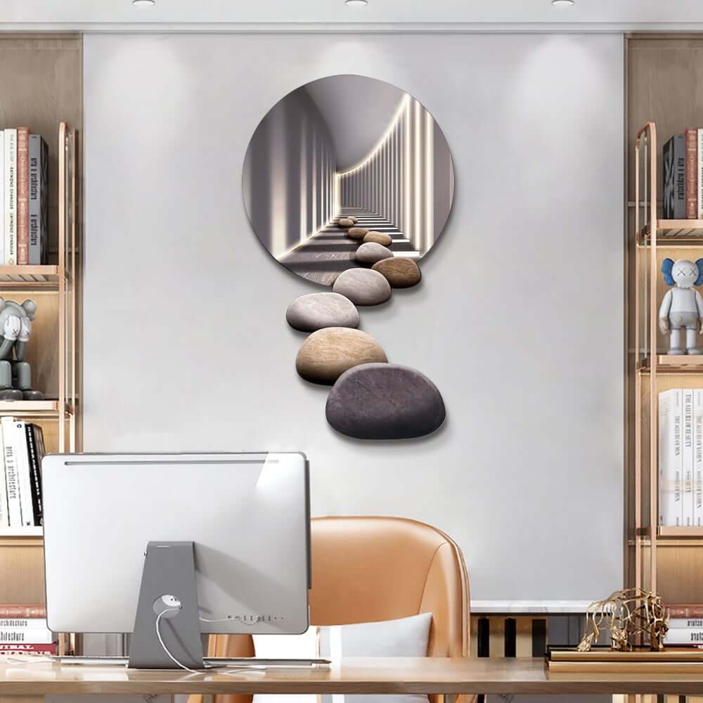 Modern Acrylic Wall Art with LED Backlighting Gray & Brown