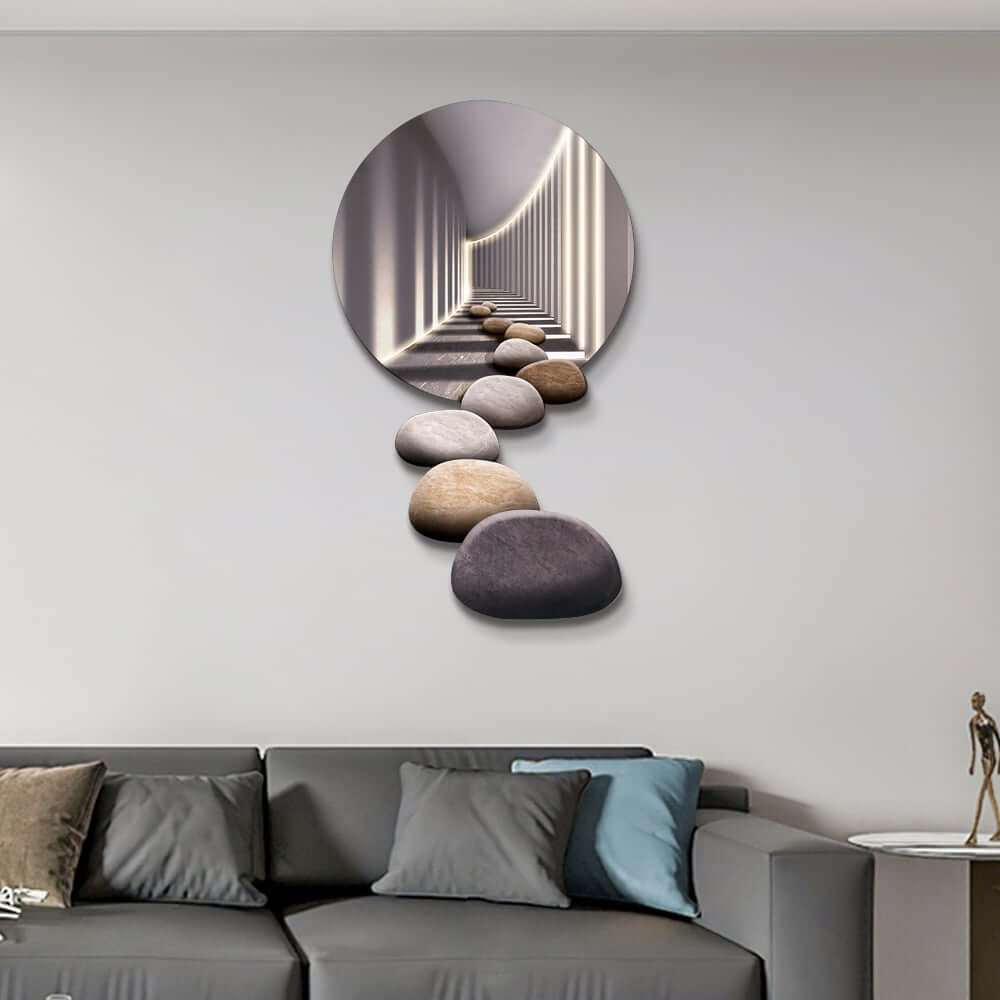 Modern Acrylic Wall Art with LED Backlighting Gray & Brown