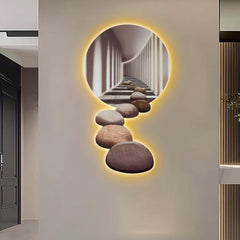 Modern Acrylic Wall Art with LED Backlighting Gray & Brown Main Product Image
