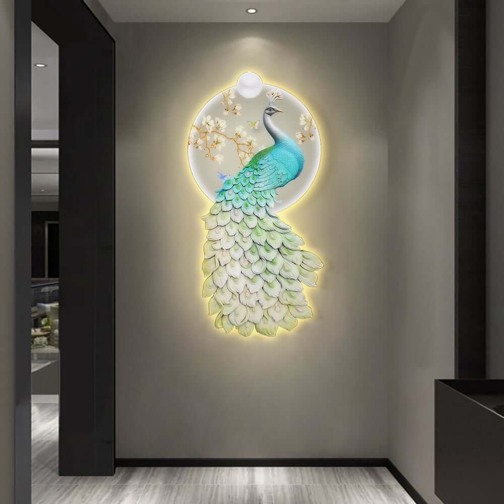 Modern Acrylic Wall Art with LED Lighting and Abstract Animal Design
