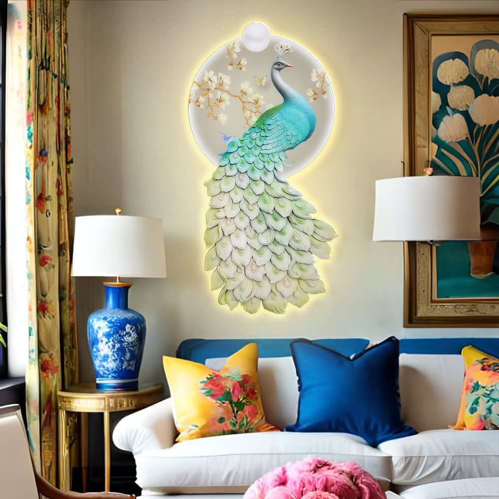 Modern Acrylic Wall Art with LED Lighting and Abstract Animal Design