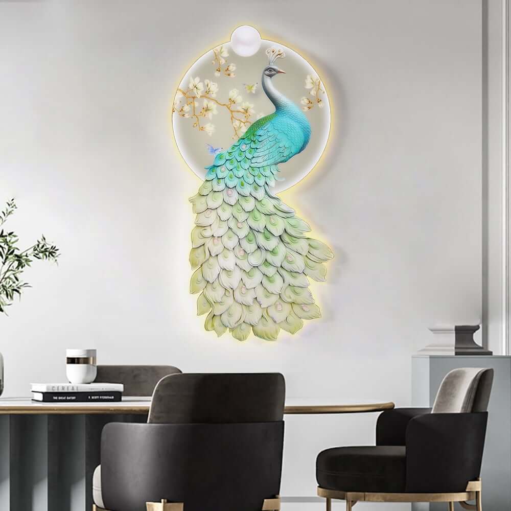 Modern Acrylic Wall Art with LED Lighting and Abstract Animal Design