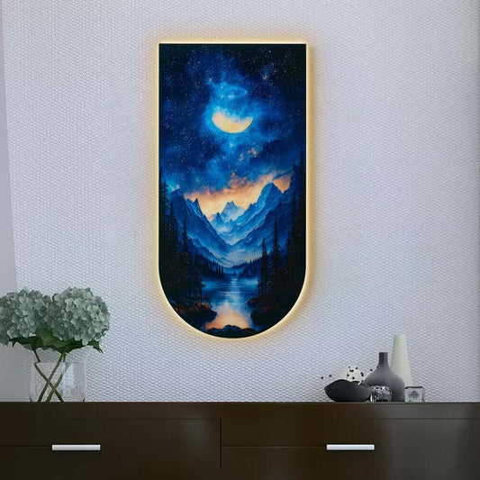 Modern Acrylic Wall Art with LED Lighting and Galaxy Design