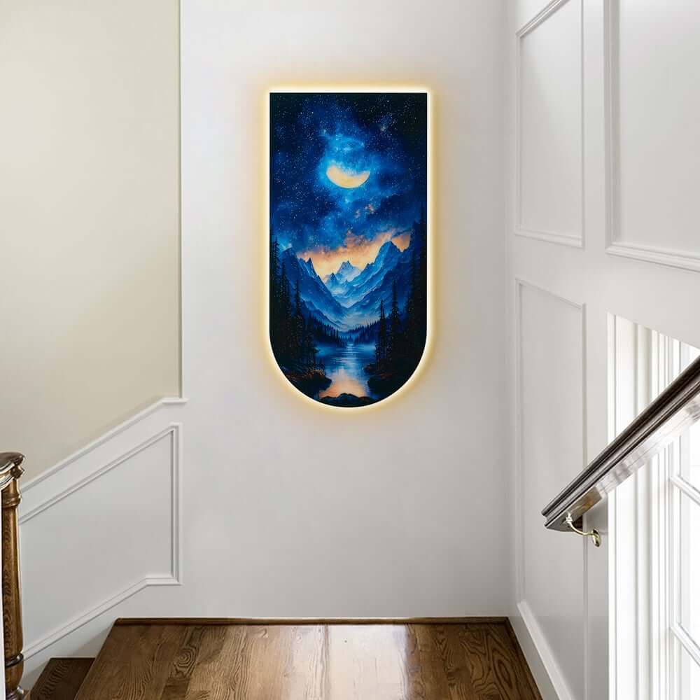 Modern Acrylic Wall Art with LED Lighting and Galaxy Design