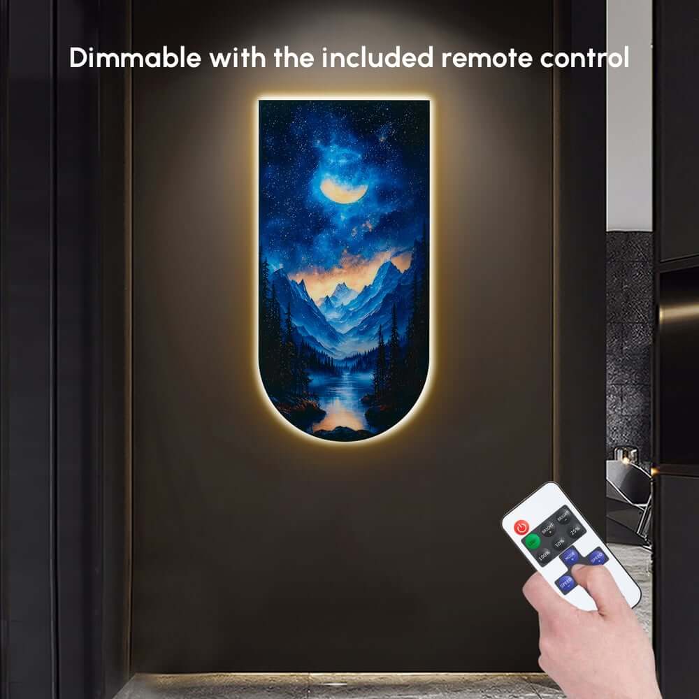 Modern Acrylic Wall Art with LED Lighting and Galaxy Design