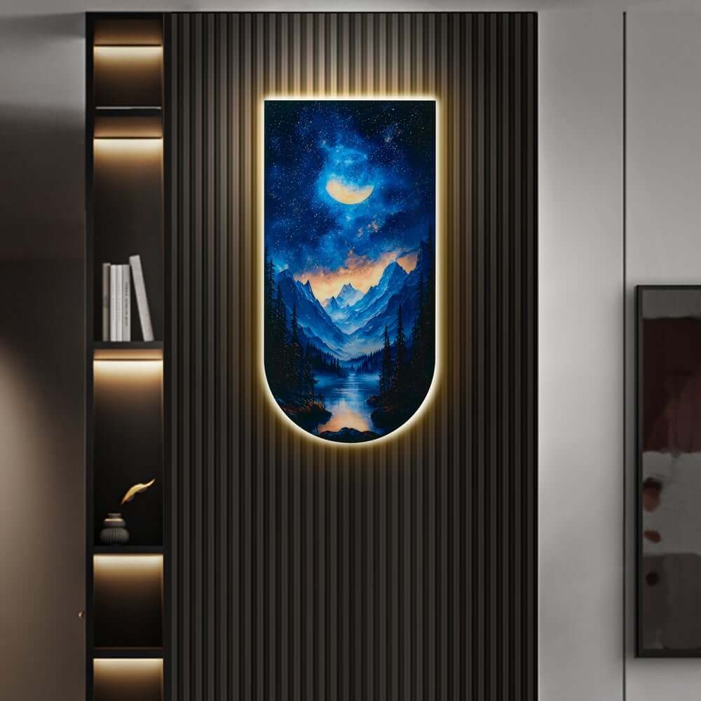 Modern Acrylic Wall Art with LED Lighting and Galaxy Design