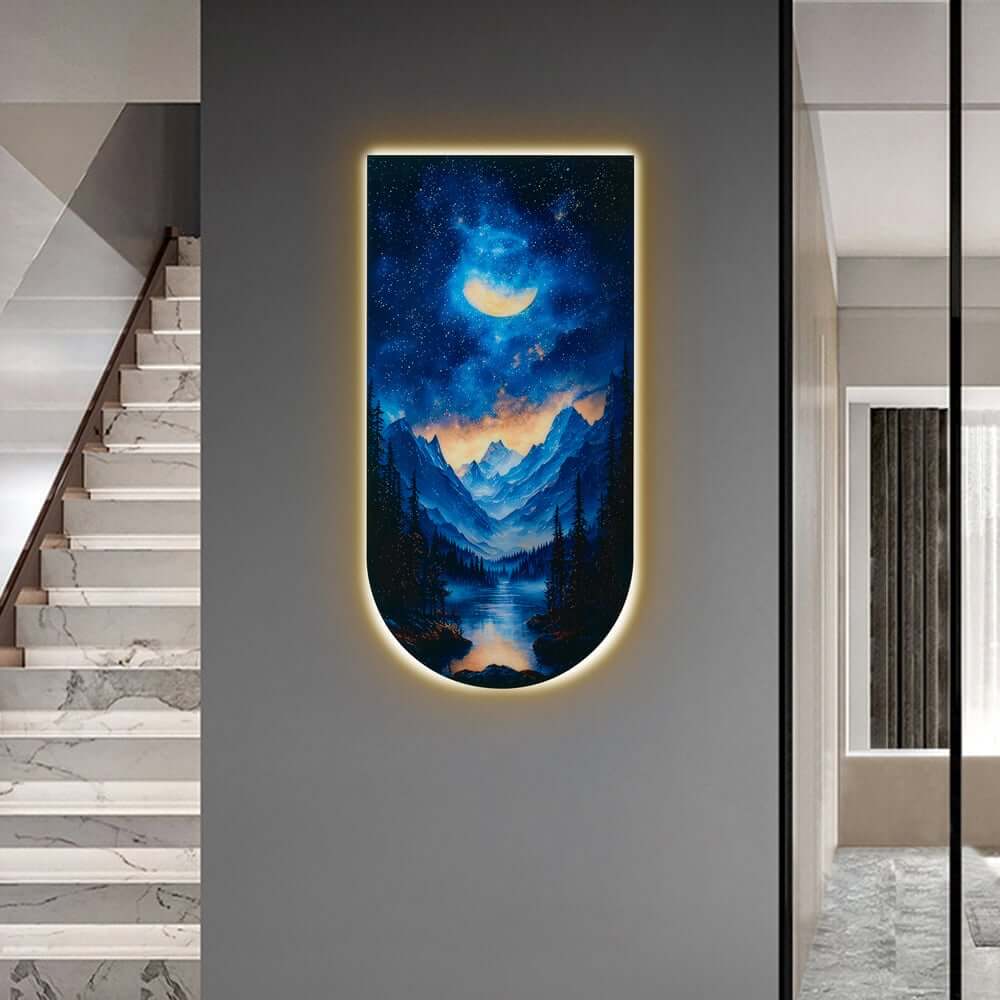Modern Acrylic Wall Art with LED Lighting and Galaxy Design