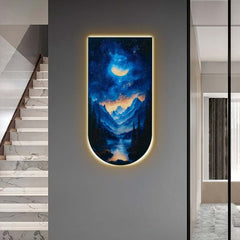 Modern Acrylic Wall Art with LED Lighting and Galaxy Design