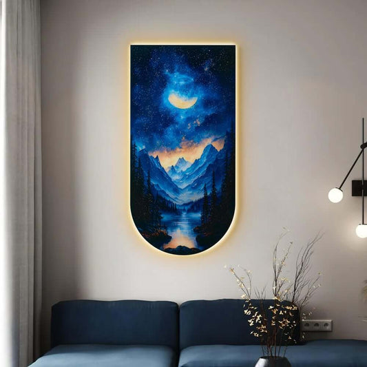 Modern Acrylic Wall Art with LED Lighting and Galaxy Design Main Product Image