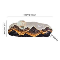 Modern Acrylic Wall Clock with LED Lighting and Irregular Mountain-Moon Design