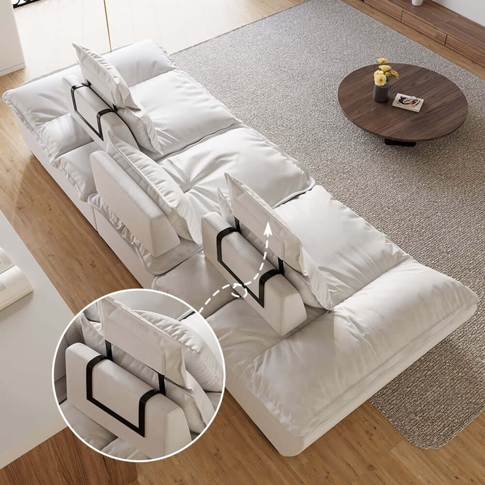 Modern Adjustable Leath-Aire Sofa - 3 Seater, Solid Wood Frame