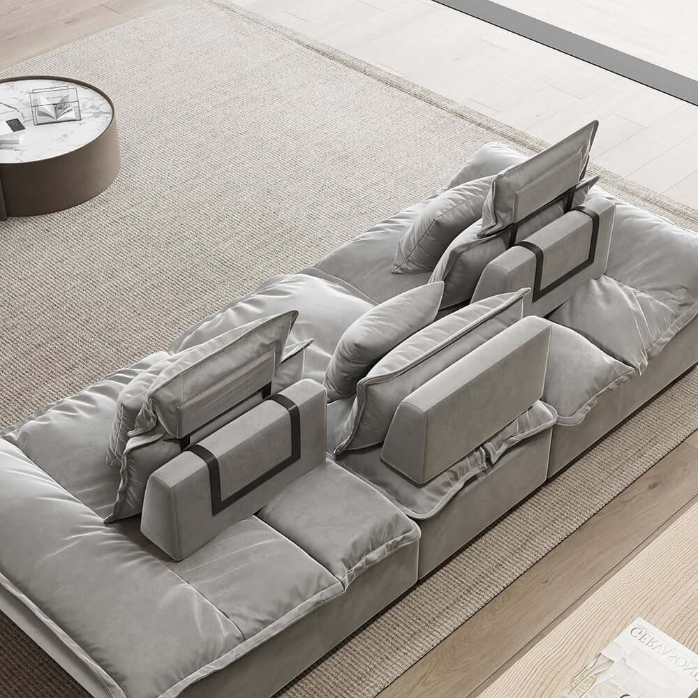Modern Adjustable Leath-Aire Sofa - 3 Seater, Solid Wood Frame