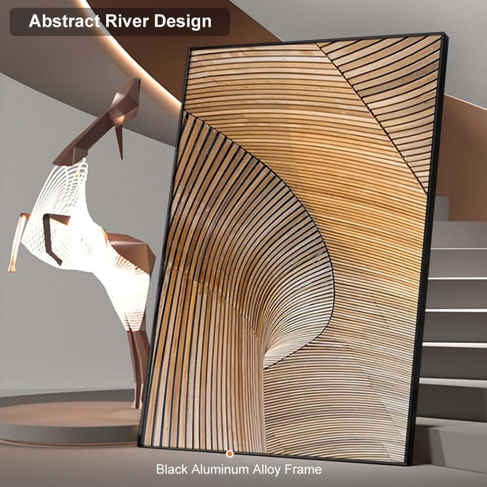 Modern Aluminium Alloy Frame Wall Art with Abstract Geometric Design